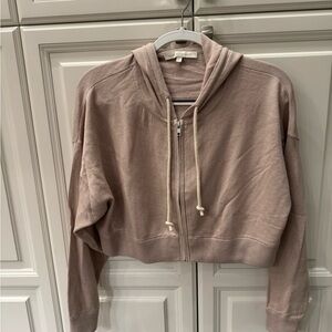 NakedCashmere Cotton Cashmere Zip-Up Hoodie Light Stone